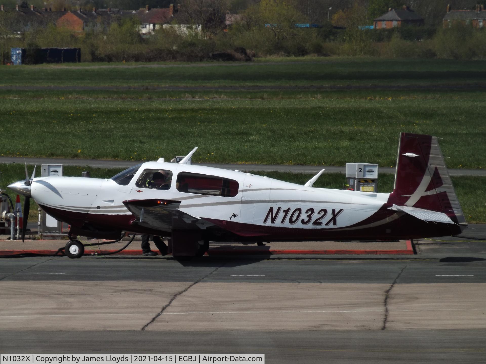 N1032X, 2007 Mooney M20TN Acclaim C/N 31-0074, Parked at Gloucestershire Airport.