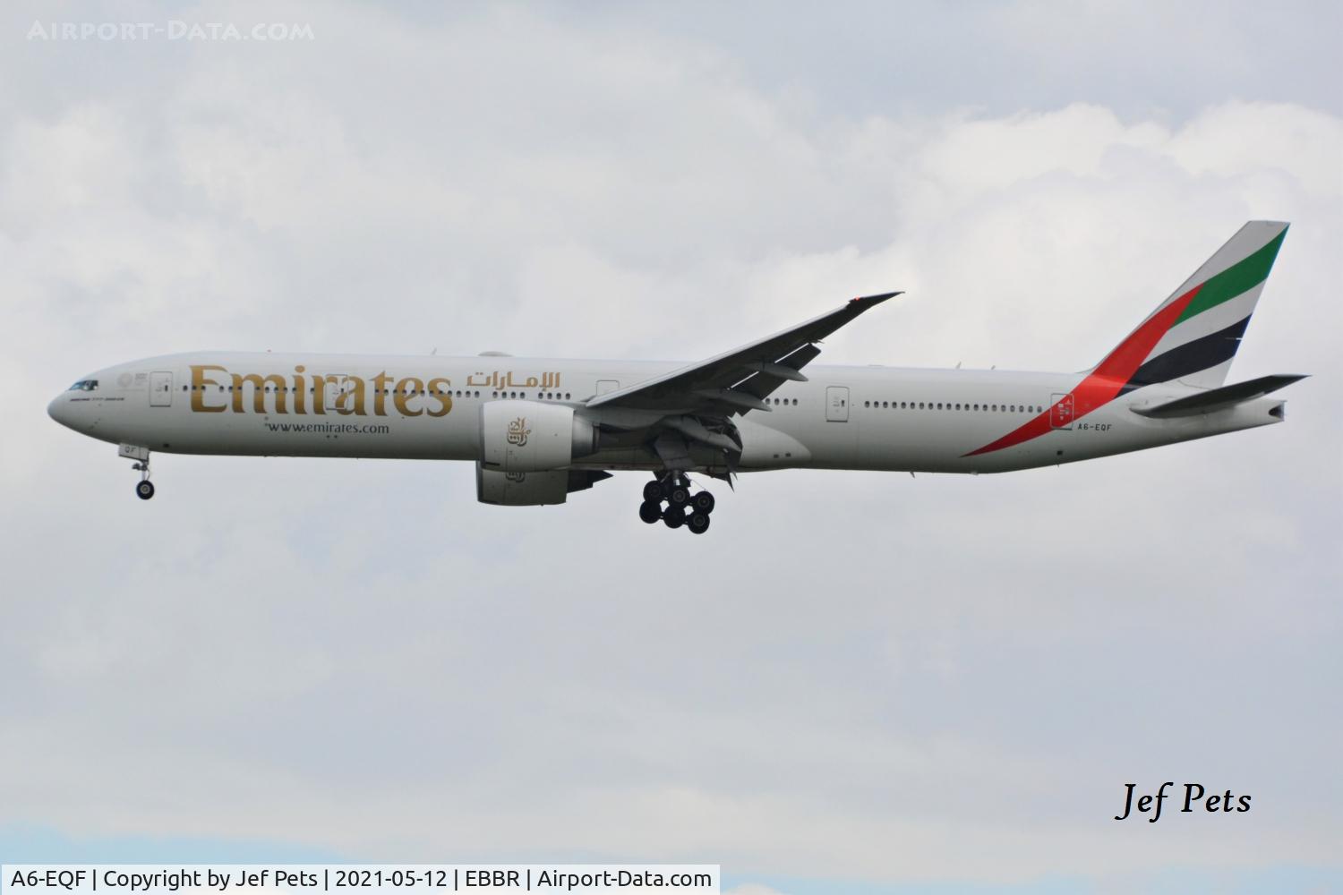 A6-EQF, 2017 Boeing 777-31H/ER C/N 42351, Final at Brussels Airport.