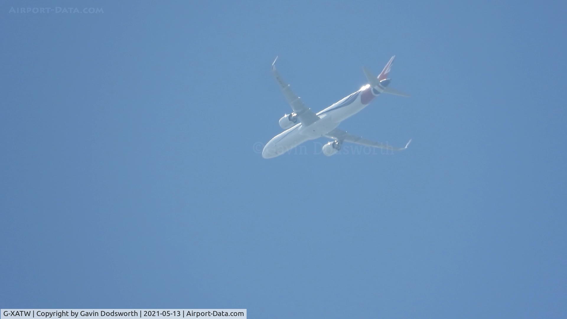 G-XATW, 2020 Airbus A321-253NX C/N 10150, Above Darlington on May 13th 2021 taking PM Boris Johnson back to London after departing Teesside Airport