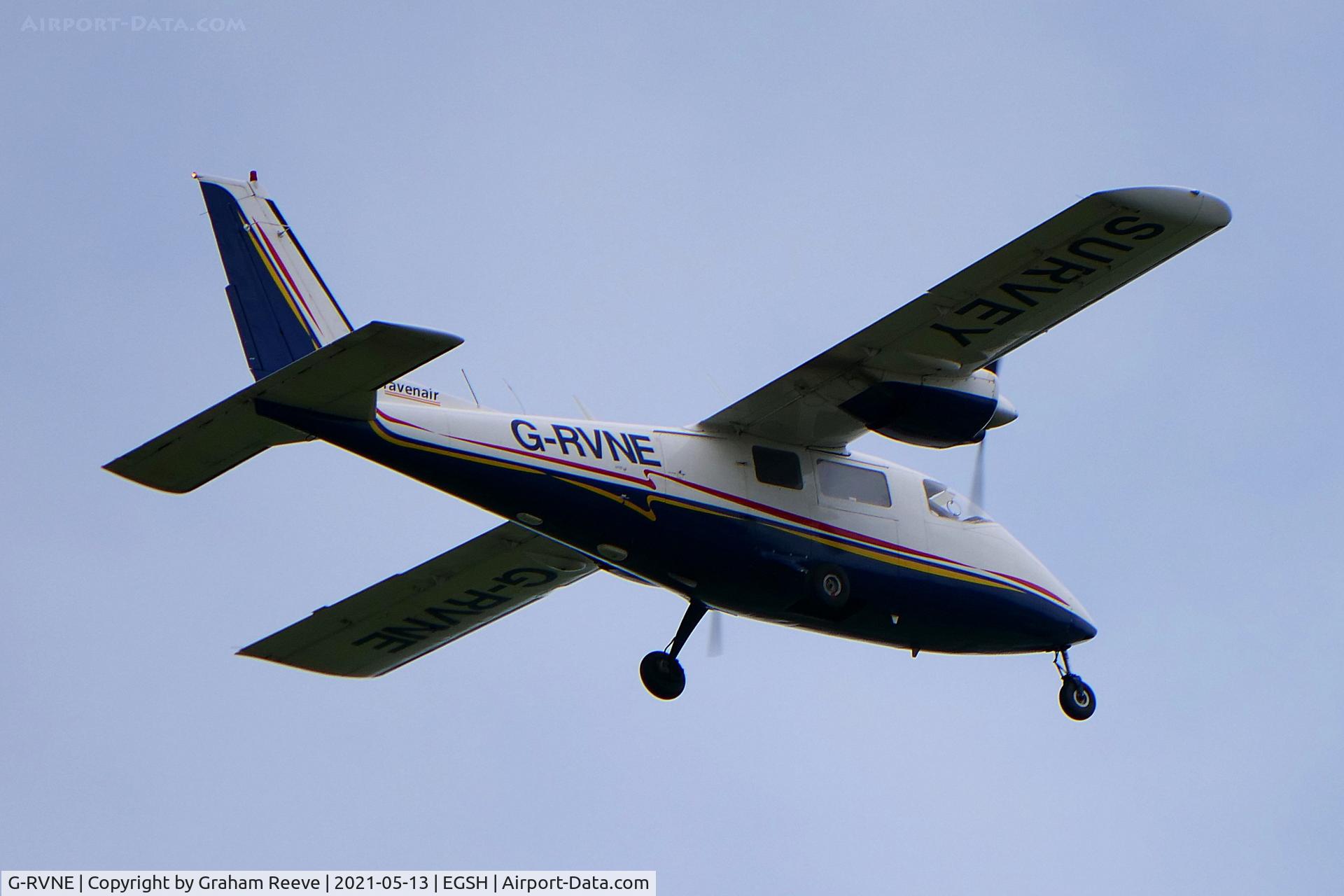 G-RVNE, 1977 Partenavia P-68B C/N 101, Departing from Norwich.