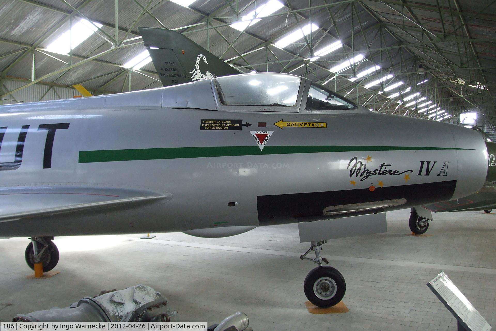 186, Dassault Mystere IVA C/N 186, Dassault Mystere IV A at the Musée Européen de l'Aviation de Chasse, Montelimar Ancone airfield