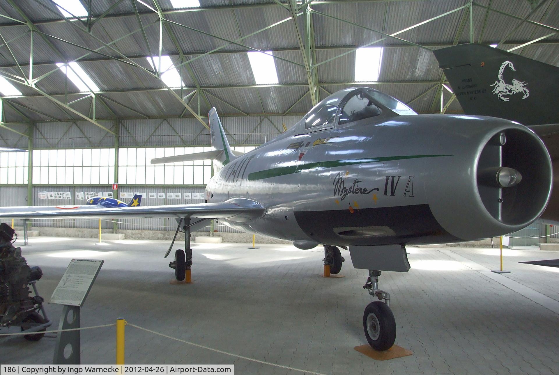 186, Dassault Mystere IVA C/N 186, Dassault Mystere IV A at the Musée Européen de l'Aviation de Chasse, Montelimar Ancone airfield