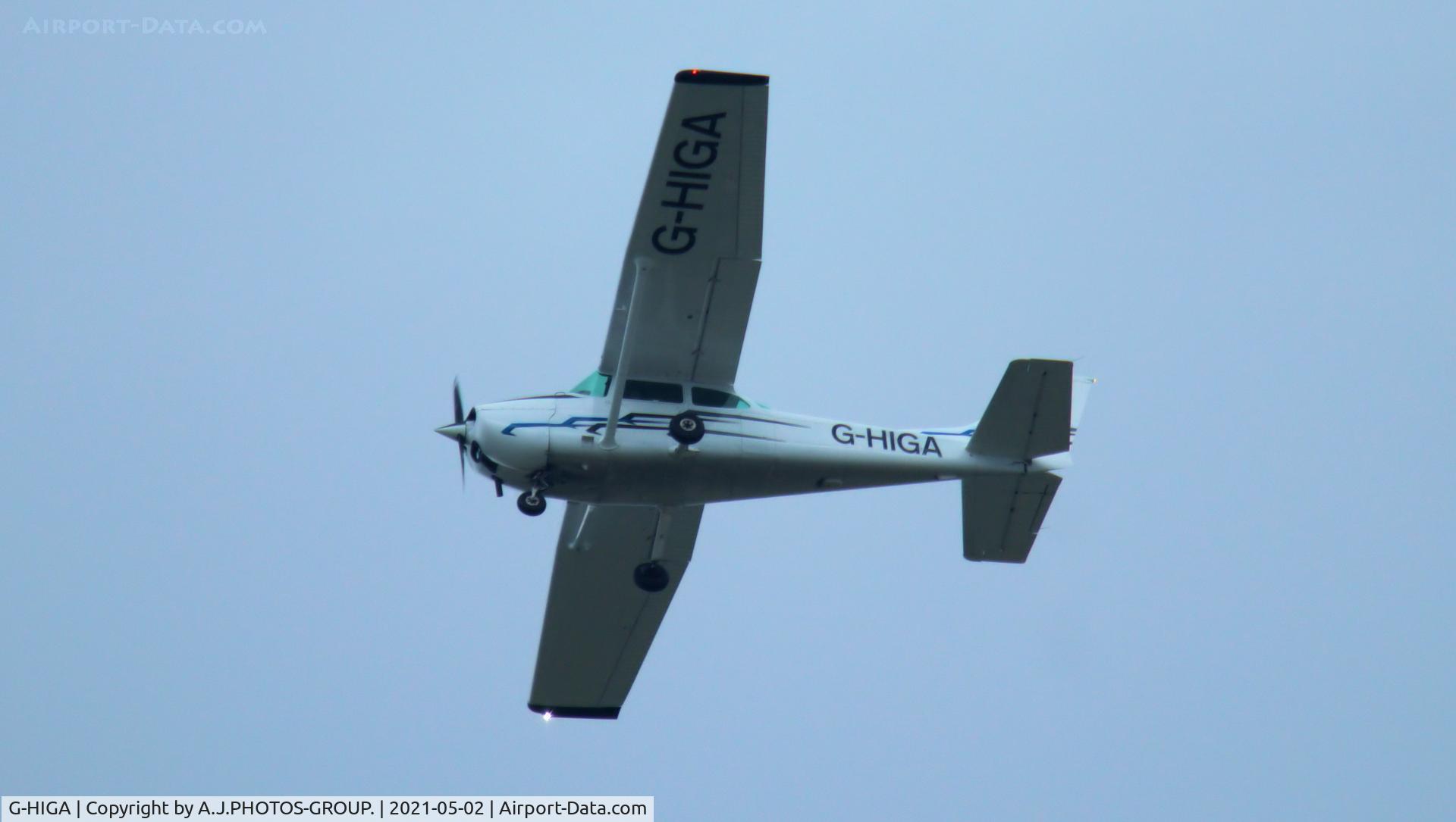 G-HIGA, 1981 Cessna 172P C/N 172-75004, passing my front room window on the way to barton will cross over man egcc runway 23R.