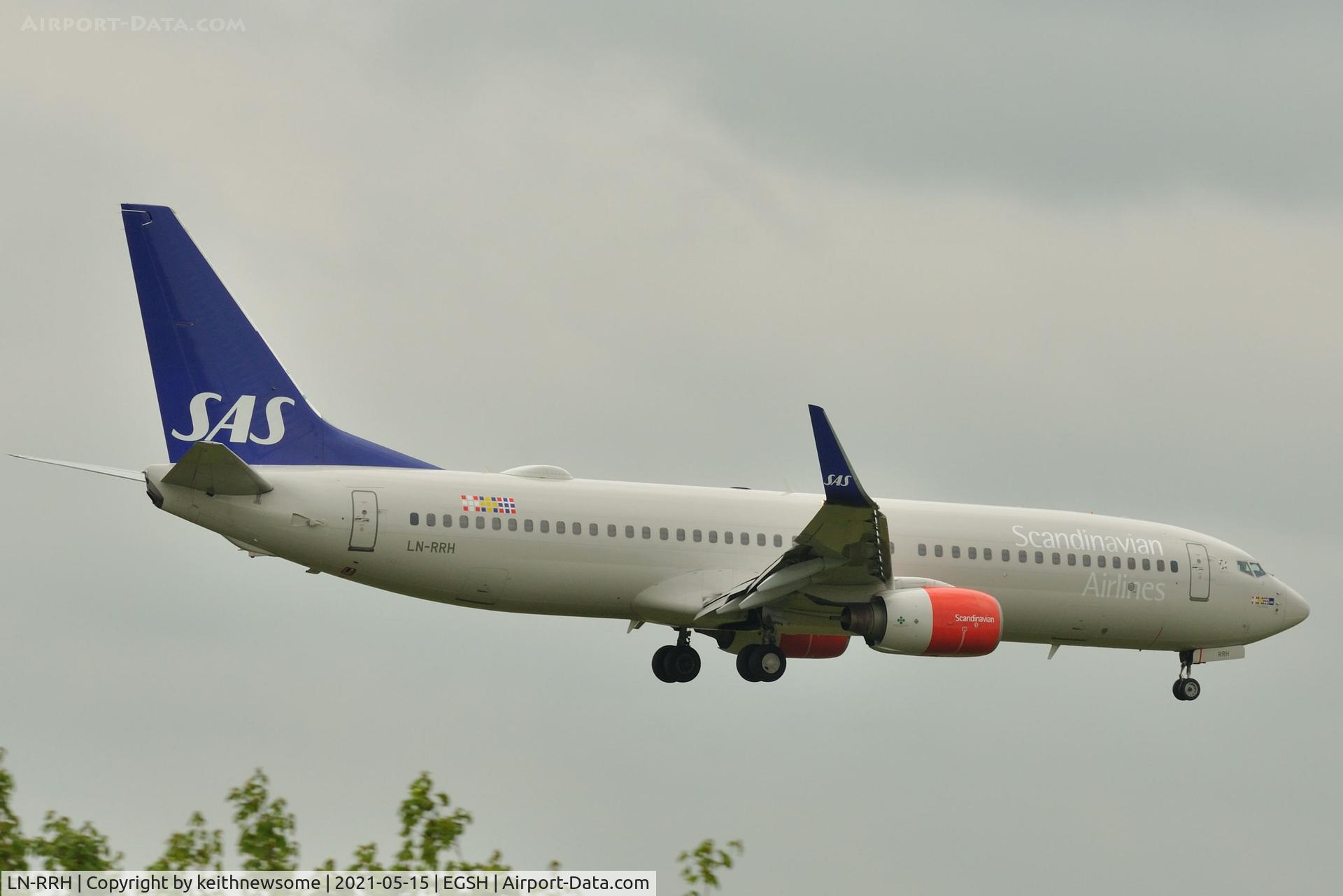 LN-RRH, 2009 Boeing 737-883 C/N 34546, Arriving at Norwich from Oslo.