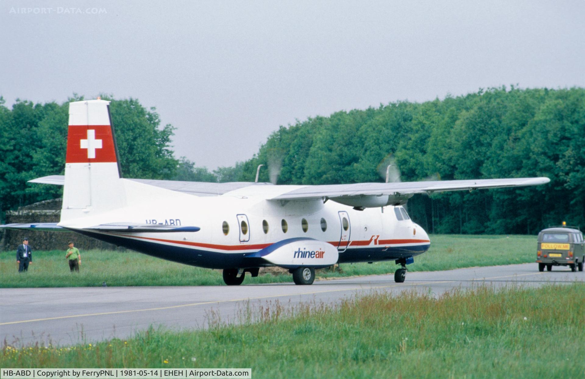 HB-ABD, 1965 Nord 262B C/N 7, RhineAir N262 following the air force van to the civilian part of EIN