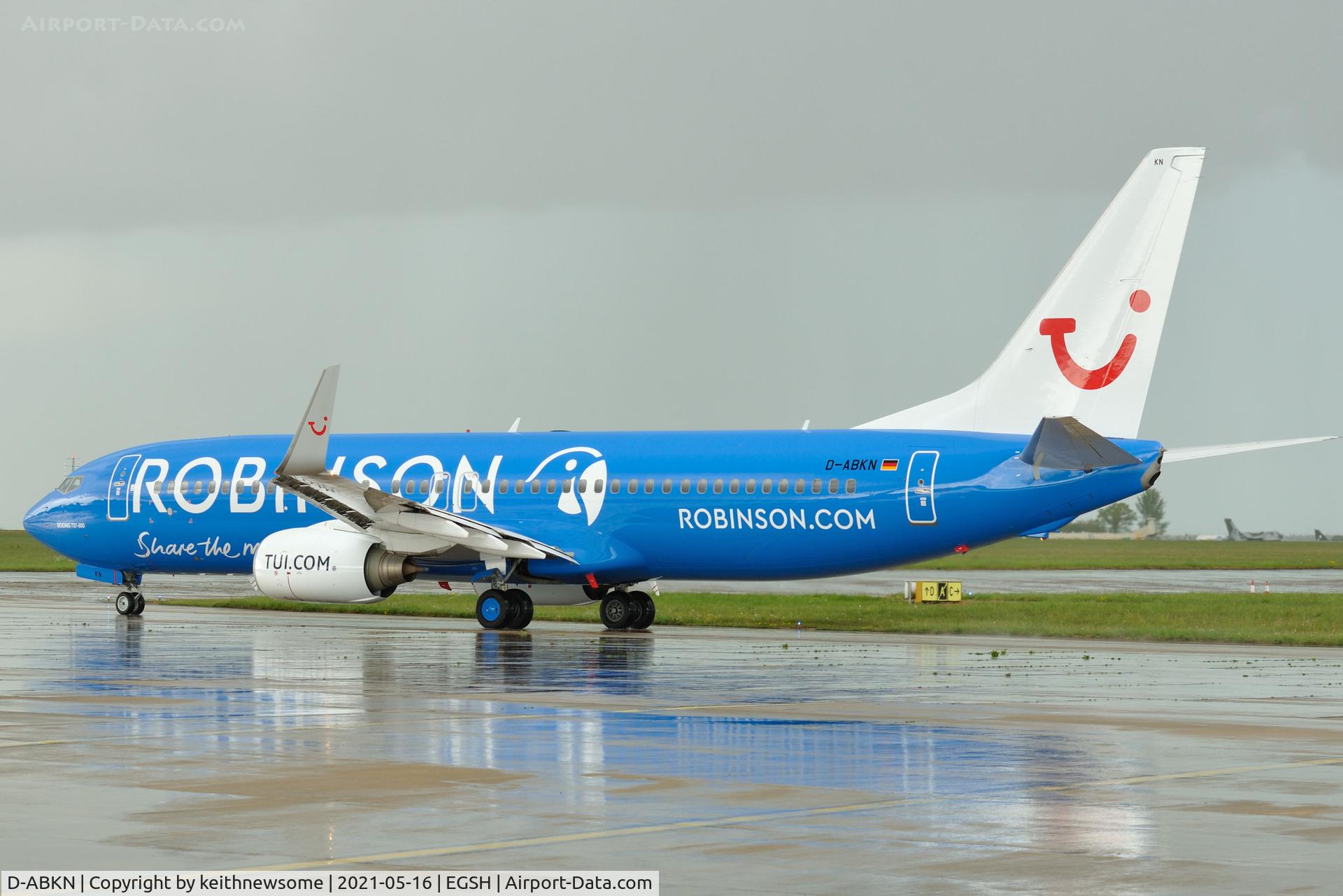 D-ABKN, 2010 Boeing 737-86J C/N 37756, Leaving Norwich following paintwork.