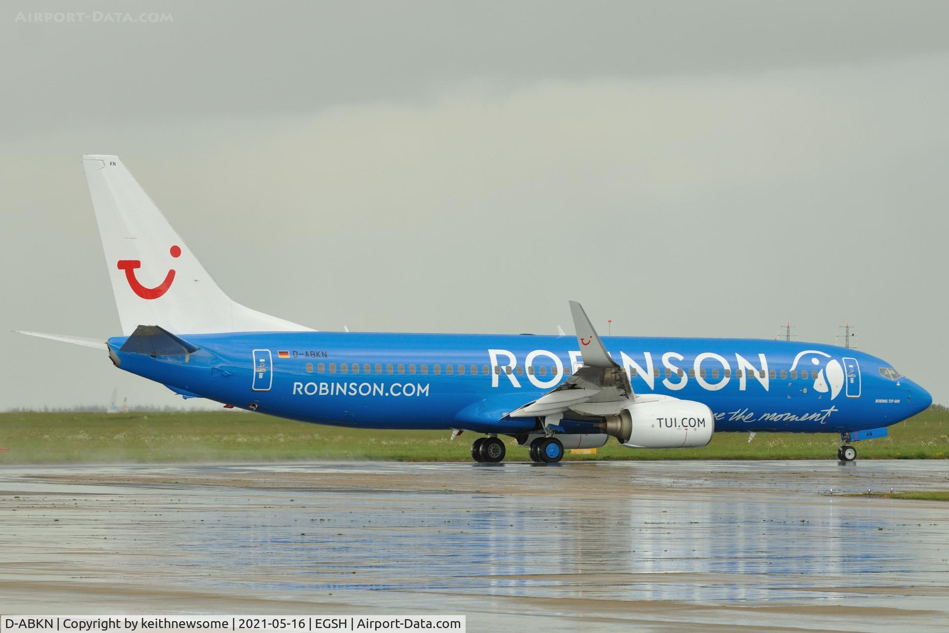 D-ABKN, 2010 Boeing 737-86J C/N 37756, Leaving Norwich following paintwork.
