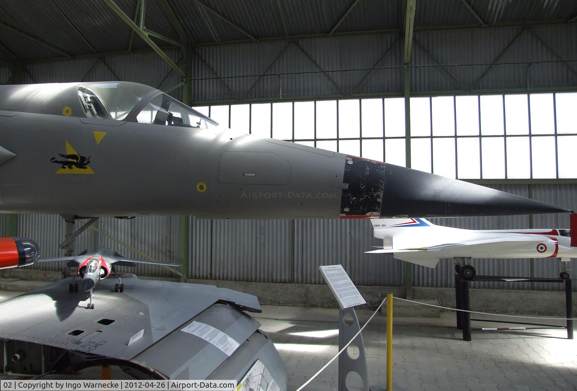 02, 1972 Dassault Mirage G8 C/N 02, Dassault Mirage G8-02 (only front and center fuselage and one wing) at the Musée Européen de l'Aviation de Chasse, Montelimar Ancone airfield