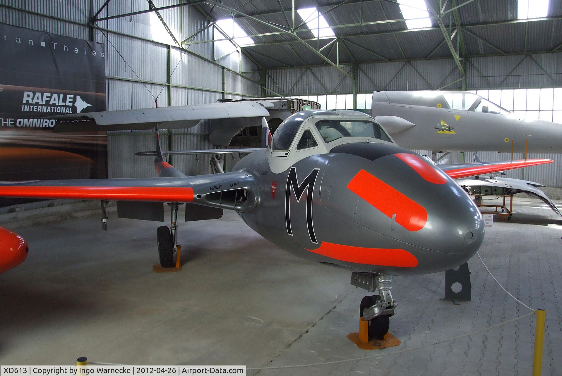 XD613, 1955 De Havilland DH-115 Vampire T.11 C/N 15438, De Havilland D.H.115 Vampire T11 at the Musée Européen de l'Aviation de Chasse, Montelimar Ancone airfield