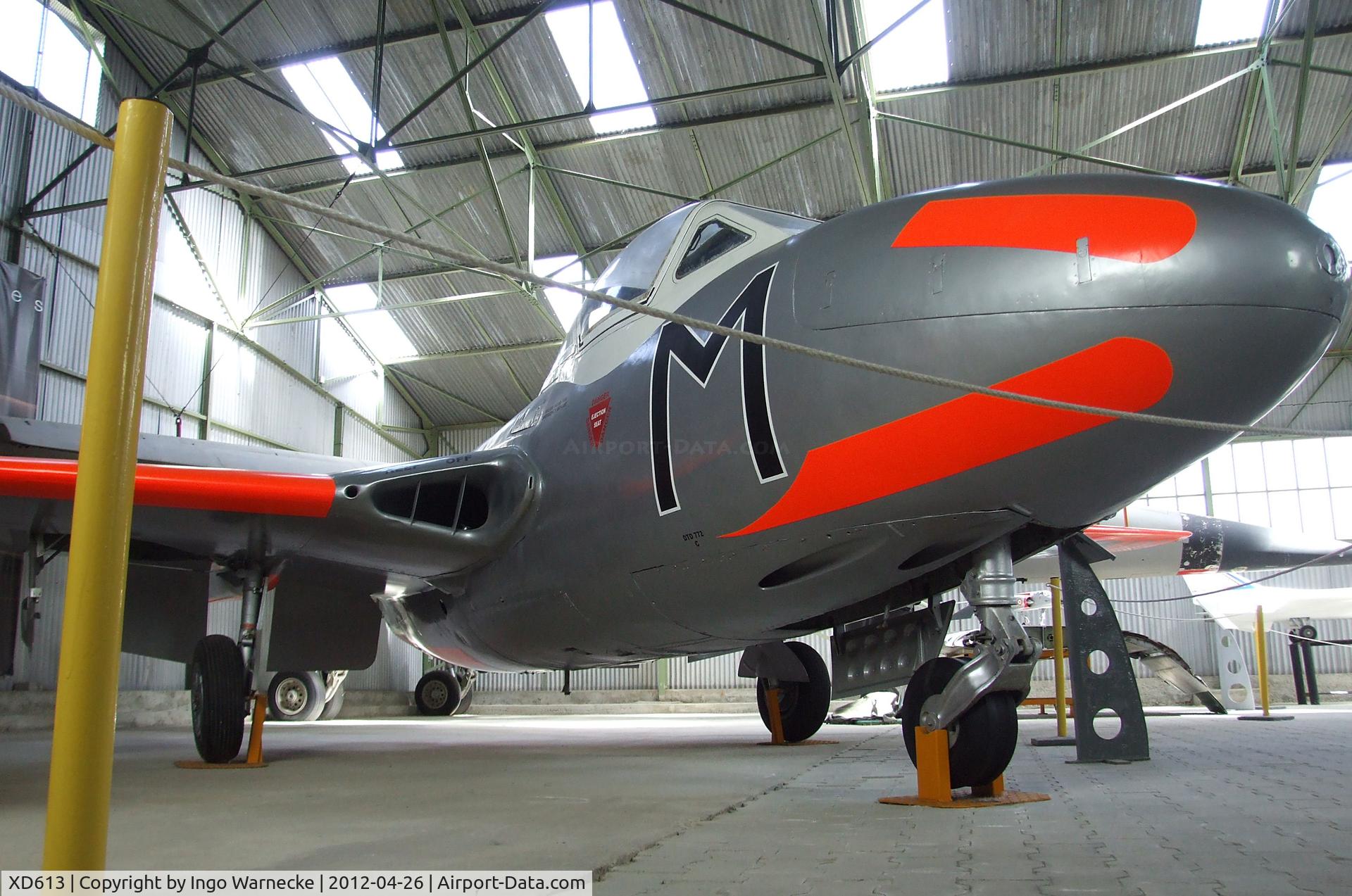 XD613, 1955 De Havilland DH-115 Vampire T.11 C/N 15438, De Havilland D.H.115 Vampire T11 at the Musée Européen de l'Aviation de Chasse, Montelimar Ancone airfield