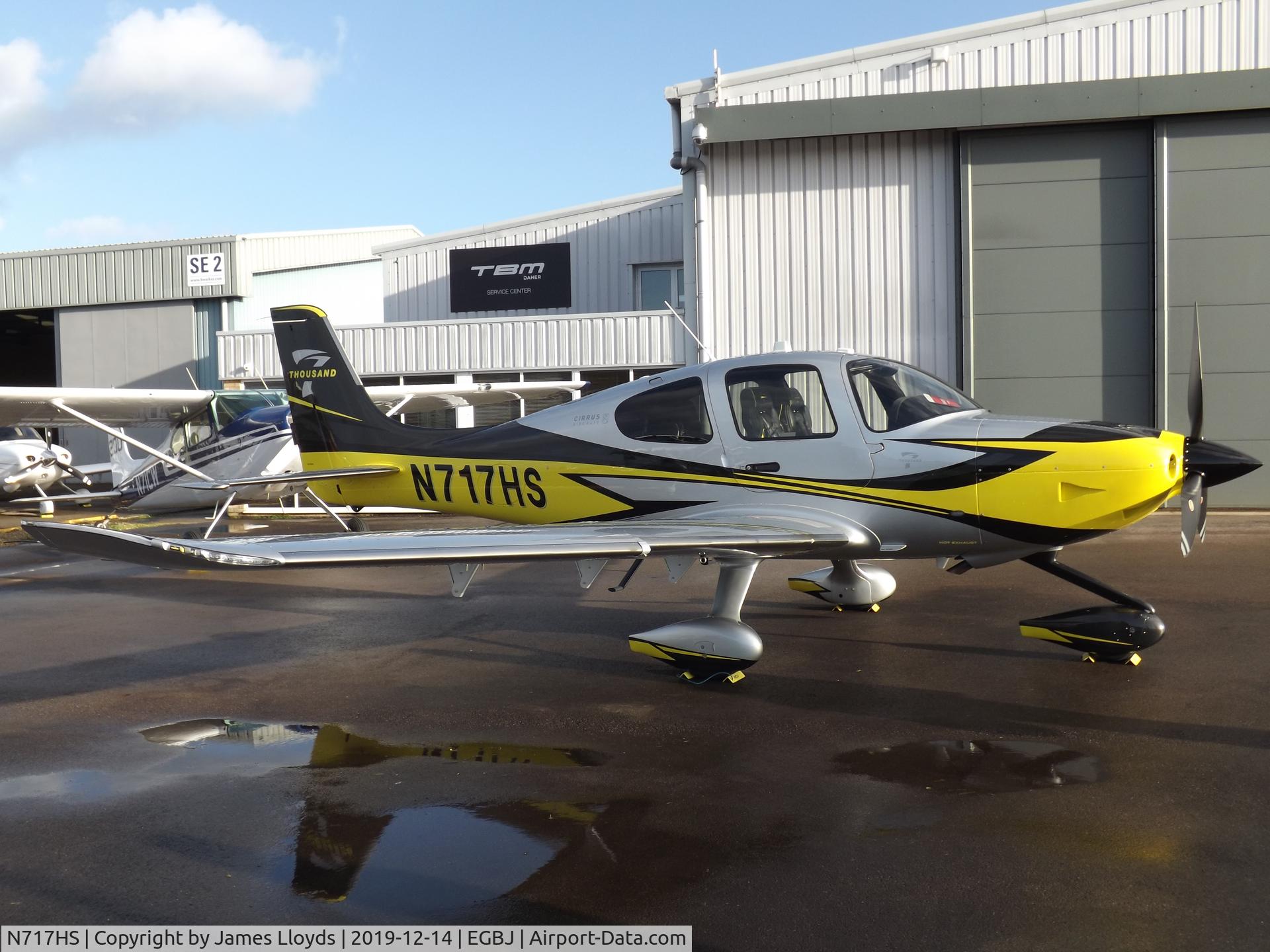 N717HS, 2018 Cirrus SR22T C/N 1717, Parked at Gloucestershire Airport.