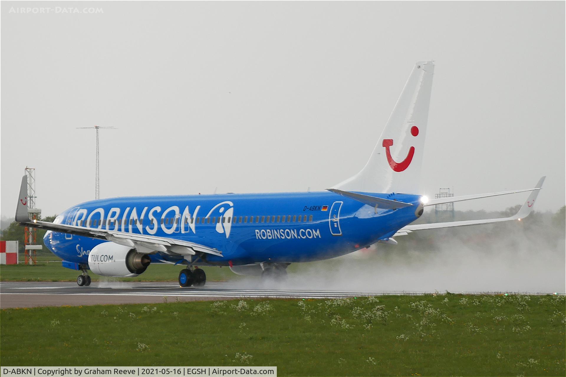 D-ABKN, 2010 Boeing 737-86J C/N 37756, Departing from Norwich.