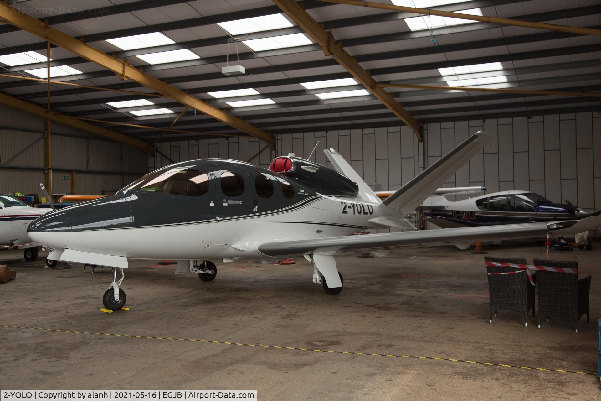 2-YOLO, 2020 Cirrus SF50 C/N 0233, In the Guernsey Aero Club hangar, prior to their Wings & Wheels 2021 open day event