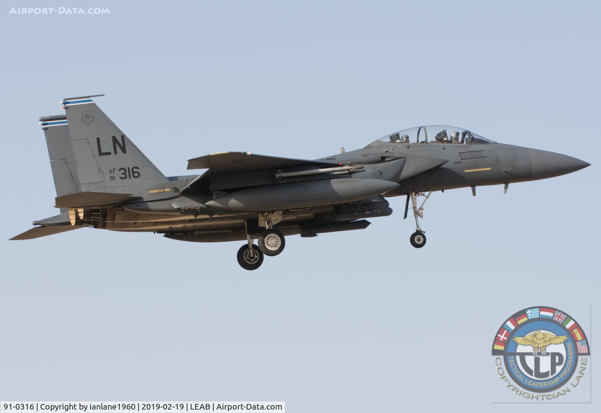 91-0316, 1991 McDonnell Douglas F-15E Strike Eagle C/N 1223/E181, TLP2019