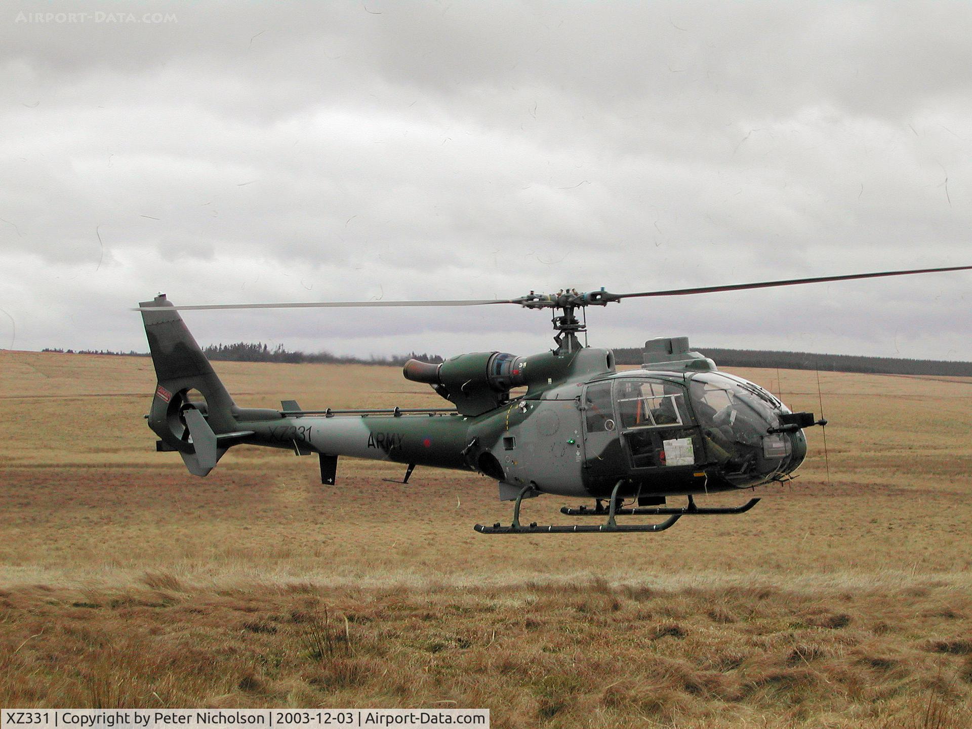 XZ331, 1977 Westland SA-341B Gazelle AH1 C/N 1652, Gazelle AH.1, callsign Army Air 768, of 669 Squadron in action in the Spring of 2003