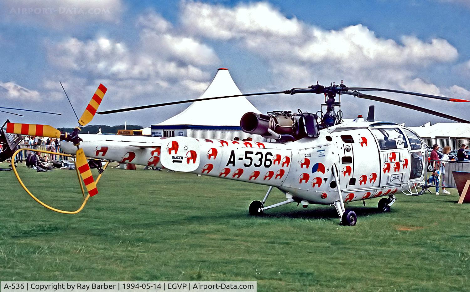 A-536, 1969 Sud SE-3160 Alouette III C/N 1536, A-536   Aerospatiale SE.3160 Alouette III [1536] (Royal Netherlands Air Force) AAC Middle Wallop~G 14/05/1994