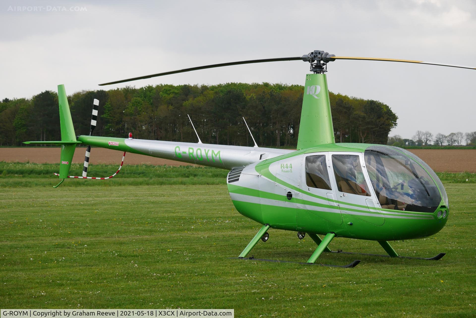 G-ROYM, 2008 Robinson R44 Raven II C/N 12295, Parked at Northrepps.