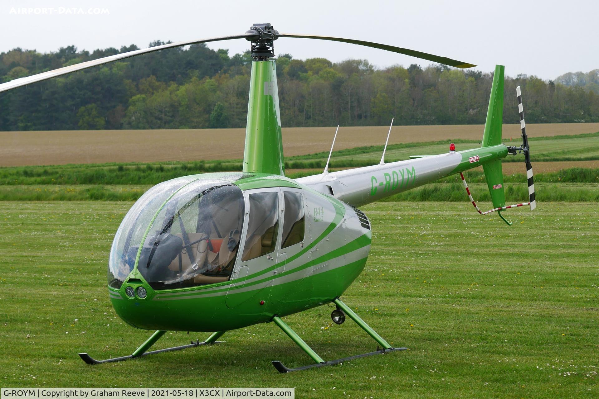 G-ROYM, 2008 Robinson R44 Raven II C/N 12295, Parked at Northrepps.