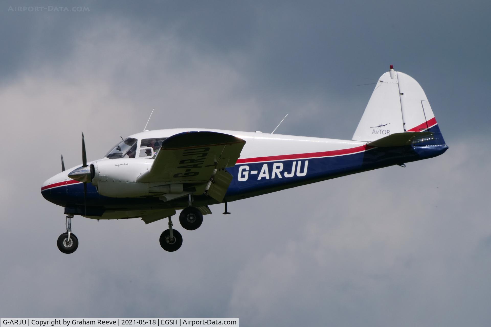 G-ARJU, 1961 Piper PA-23-160 Apache Apache C/N 23-1984, Landing at Norwich.