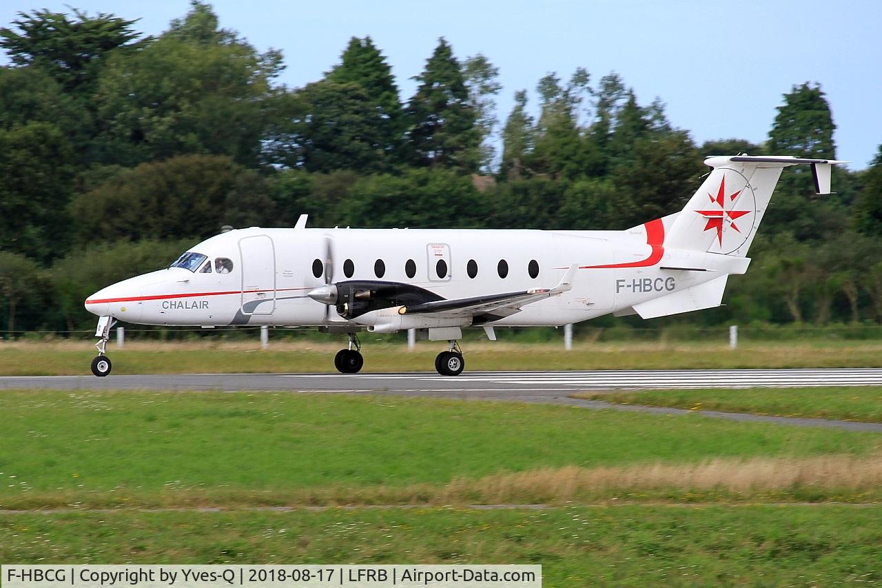 F-HBCG, 1993 Beech 1900D C/N UE-70, Beech 1900D,  Take off run rwy 25L, Brest-Bretagne airport (LFRB-BES)