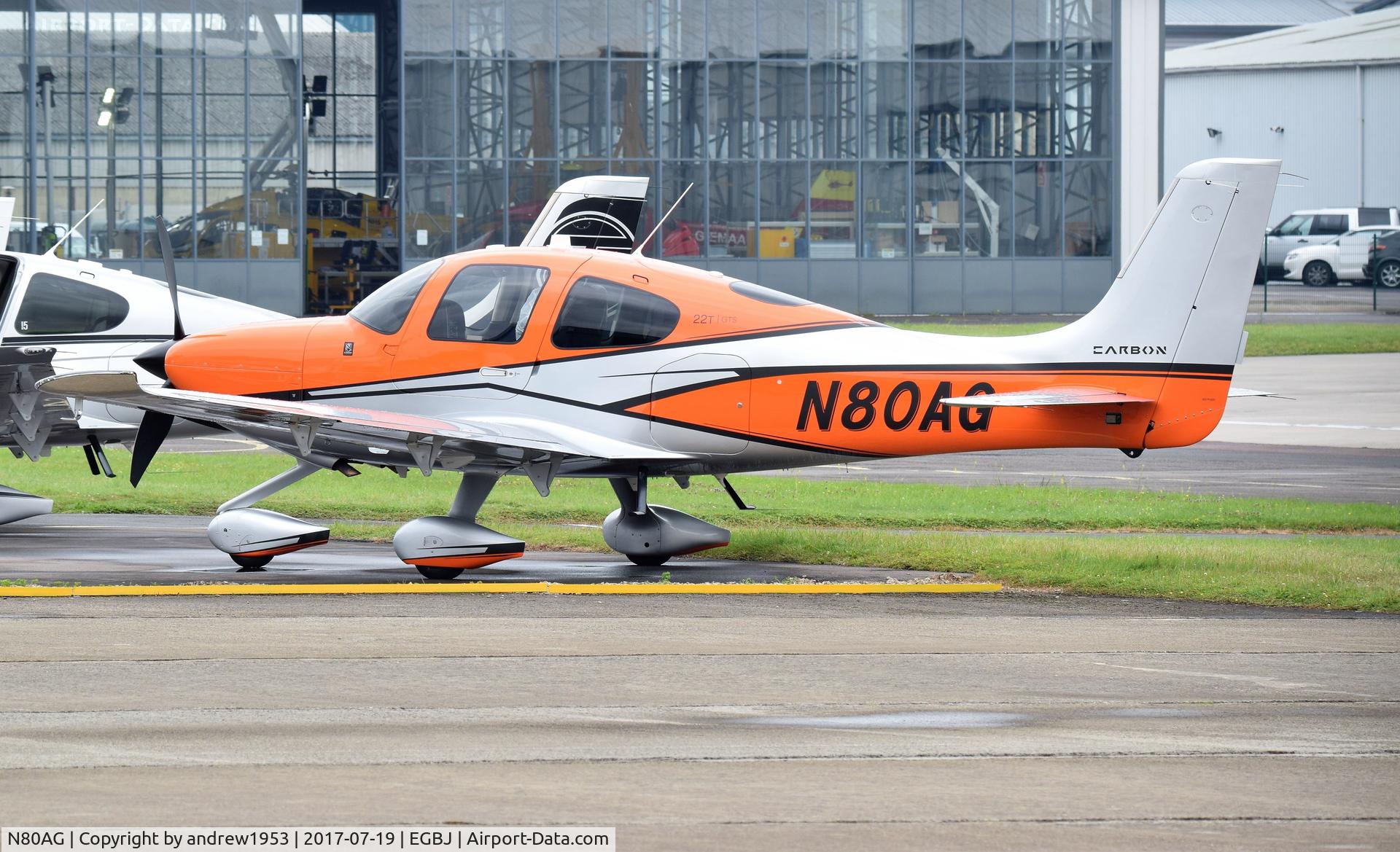 N80AG, 2017 Cirrus SR22T C/N 1549, N80Ag at Gloucestershire Airport.
