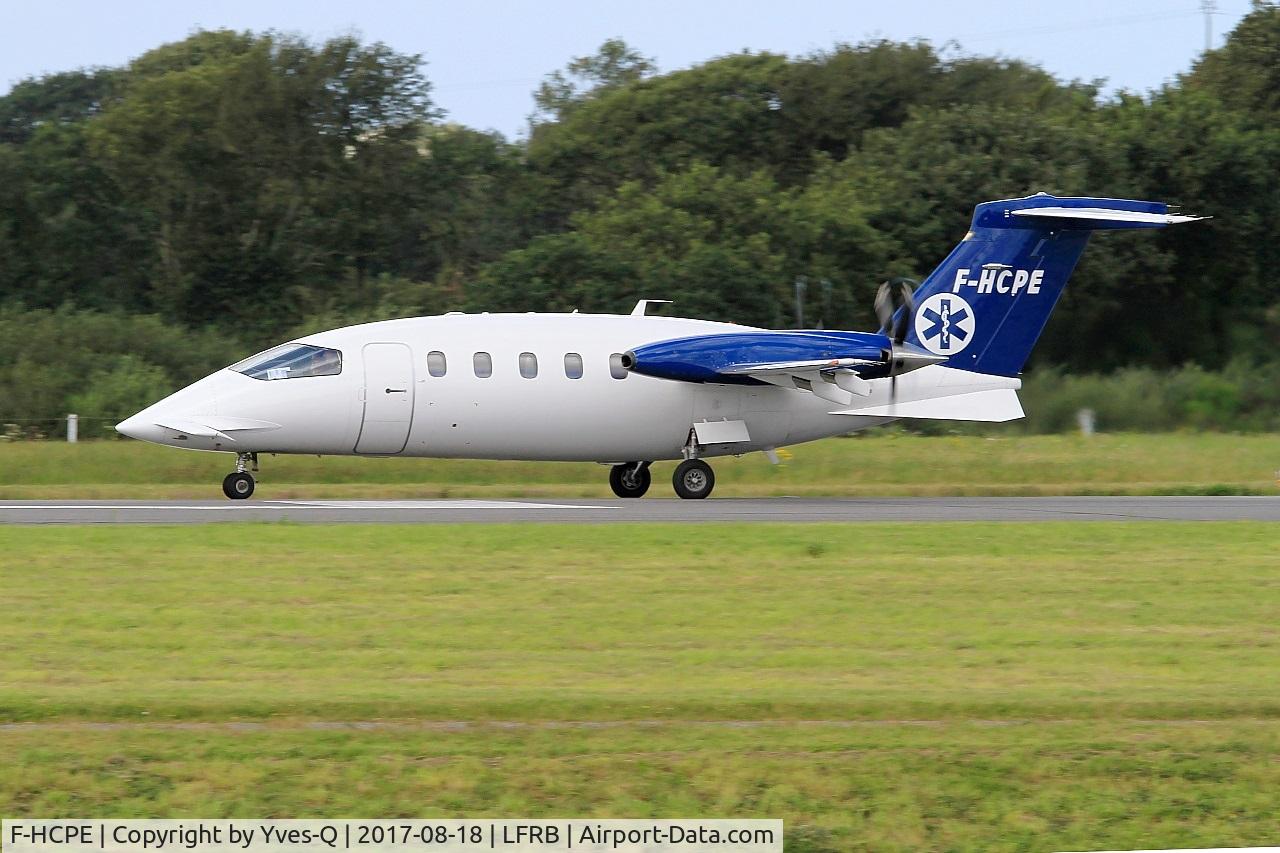 F-HCPE, 2008 Piaggio P-180 Avanti II C/N 1144, Piaggio P-180 Avanti II, Take off run rwy 25L, Brest-Bretagne airport (LFRB-BES)