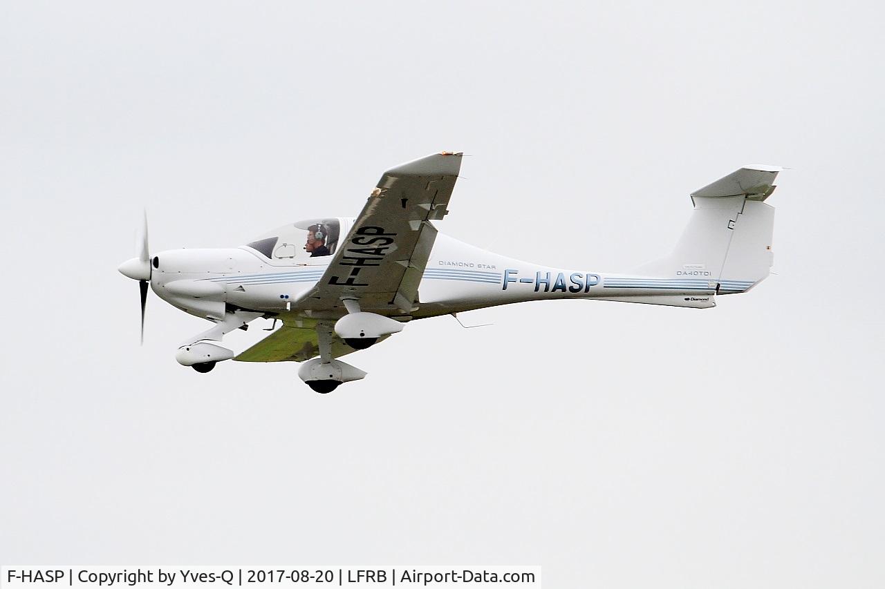 F-HASP, 2007 Diamond DA-40 Diamond Star C/N 40.281, Diamond DA-40 Diamond Star, Take off rwy 25L, Brest-Bretagne airport (LFRB-BES)