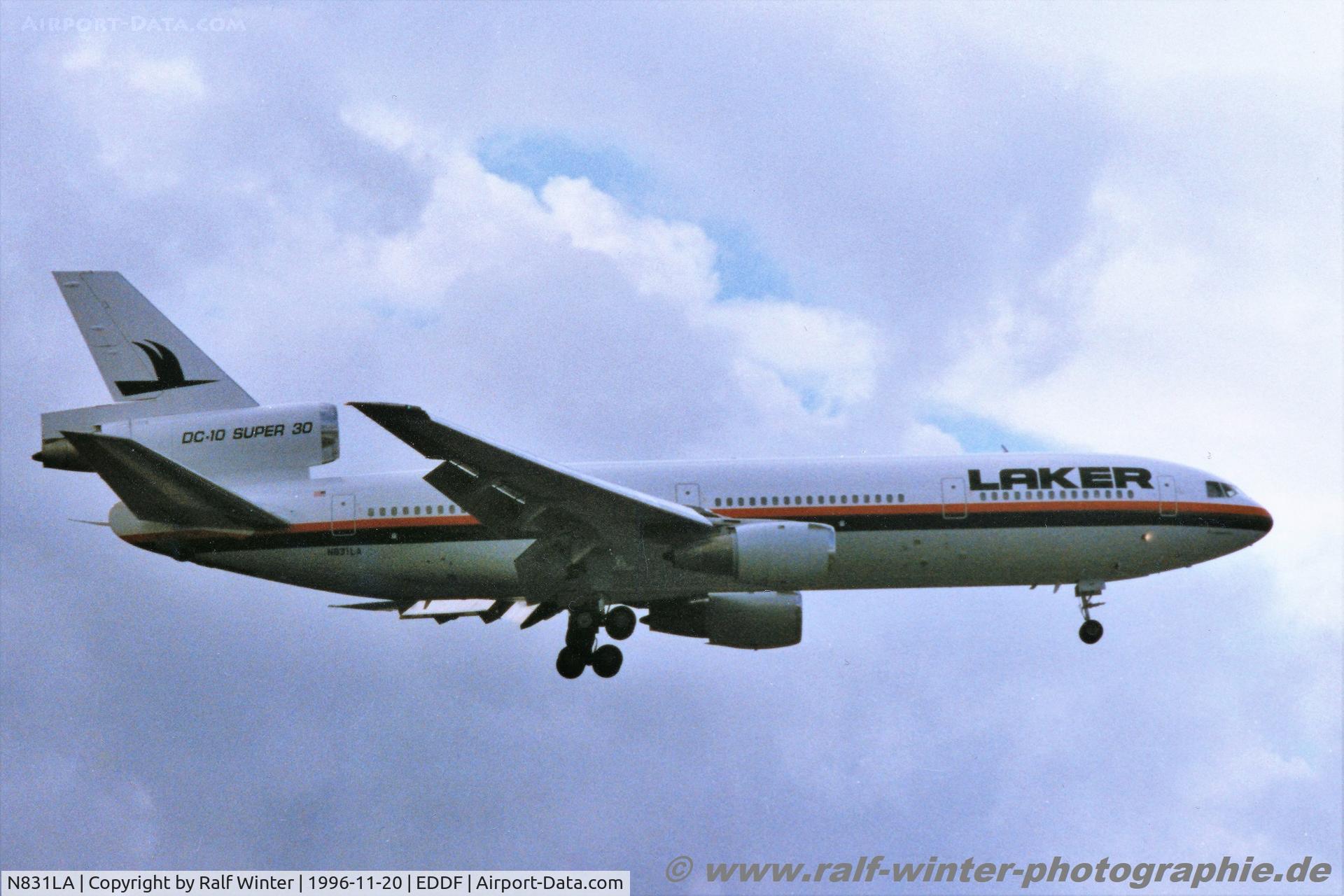 N831LA, 1974 McDonnell Douglas DC-10-30F C/N 46936, McDonnell Douglas DC-10-30 - Laker Airways - 46936 - N831LA - 11.1996 - FRA