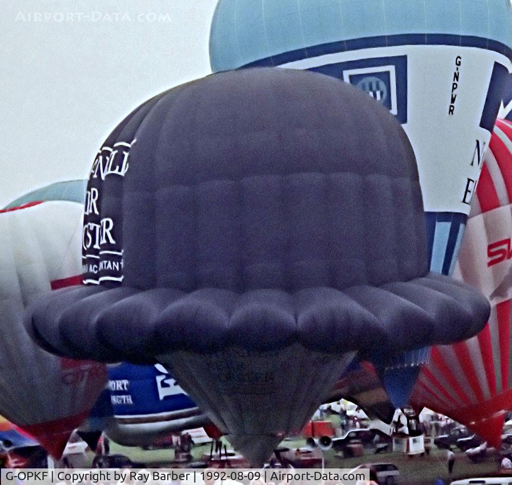 G-OPKF, 1990 Cameron Balloons Bowler-90 C/N 2314, G-OPKF   Cameron SS Bowler Hat-90 HAFB [2314] Bristol-Ashton Court~G 09/08/1992