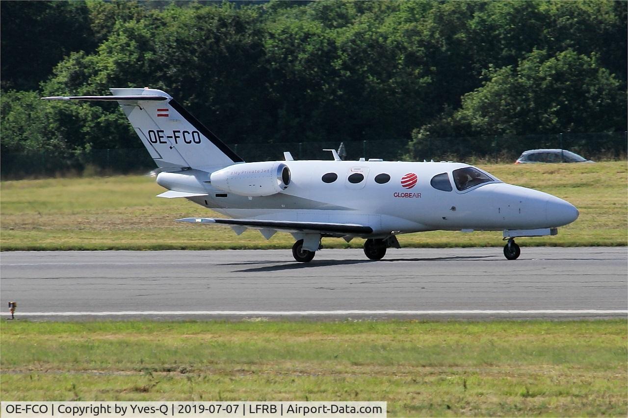OE-FCO, 2008 Cessna 510 Citation Mustang Citation Mustang C/N 510-0127, Cessna 510 Citation Mustang, Take off run rwy 07R, Brest-Bretagne airport (LFRB-BES)