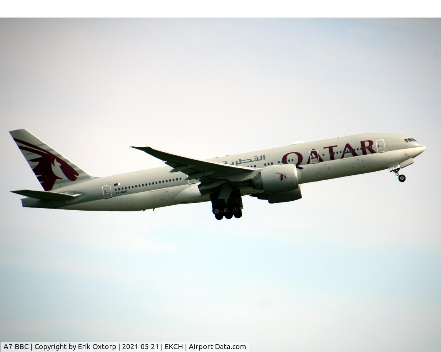 A7-BBC, 2009 Boeing 777-2DZ/LR C/N 36015, A7-BBC taking off rw 22L
