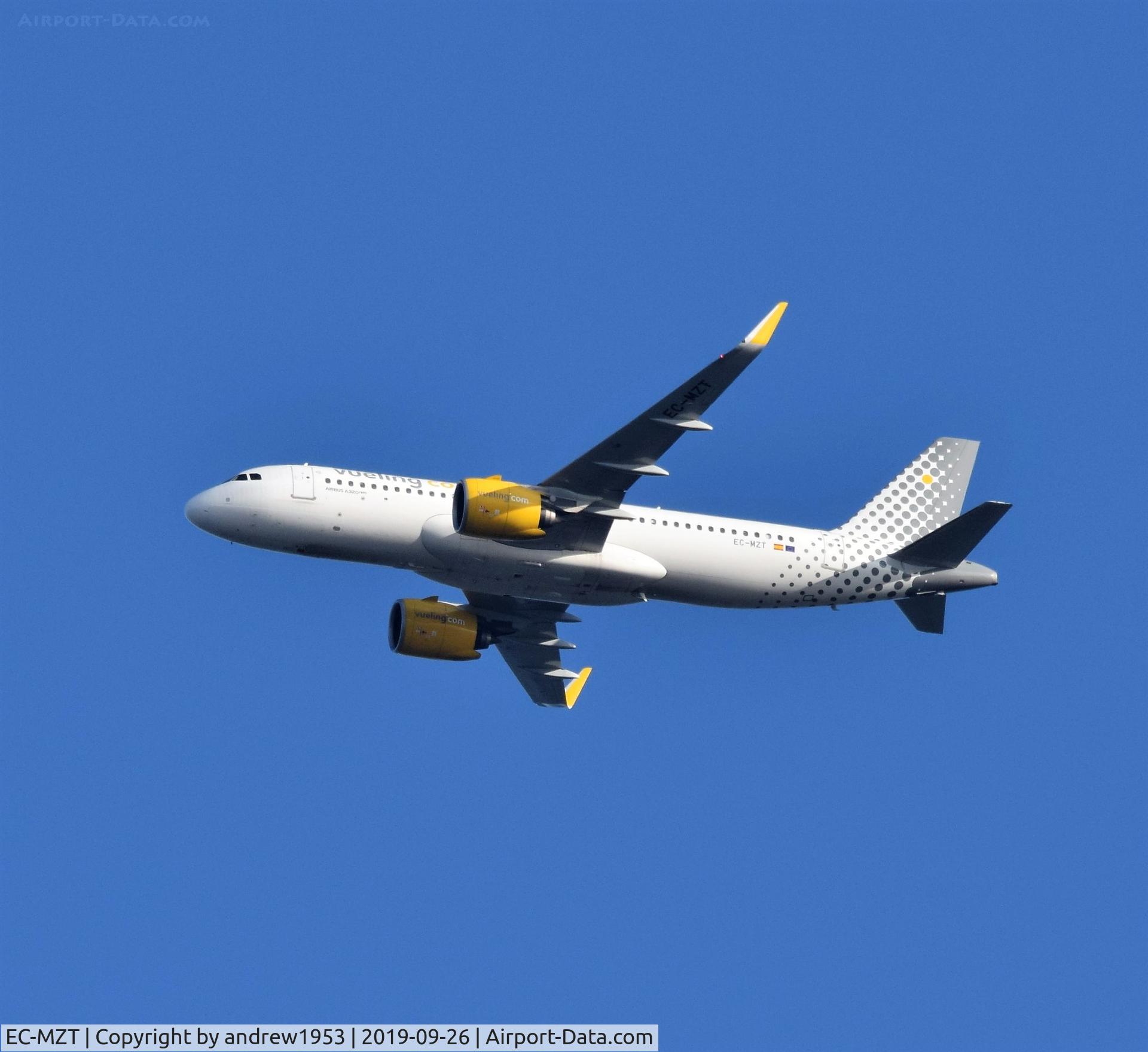 EC-MZT, 2018 Airbus A320-271N C/N 8181, EC-MZT over the Bristol Channel