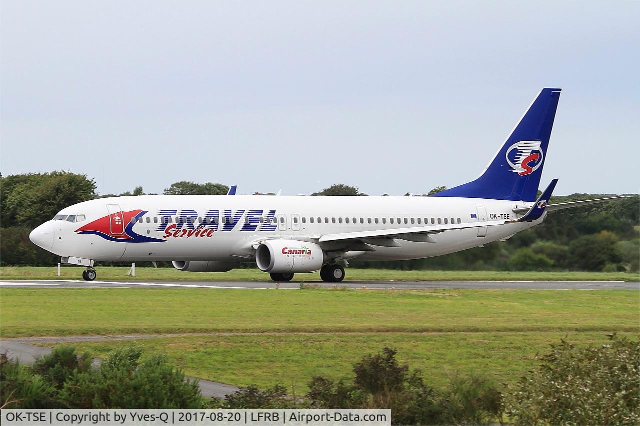 OK-TSE, 2014 Boeing 737-81D C/N 39437, Boeing 737-81D, Take off run rwy 25L, Brest-Bretagne airport (LFRB-BES)