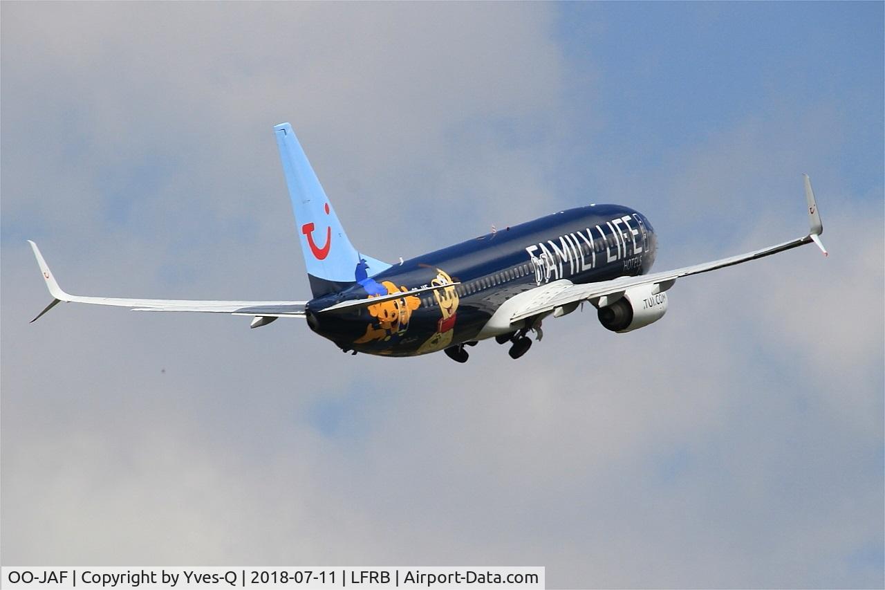 OO-JAF, 2007 Boeing 737-8K5 C/N 35133, Boeing 737-8K5, Take off rwy 07R, Brest-Bretagne airport (LFRB-BES)