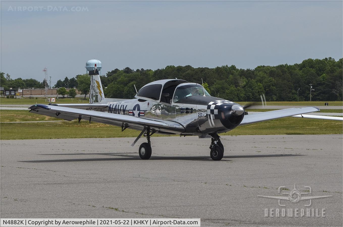 N4882K, 1949 Ryan Navion A C/N NAV-4-1882, Preparing to depart from Hickory Regional Airport.