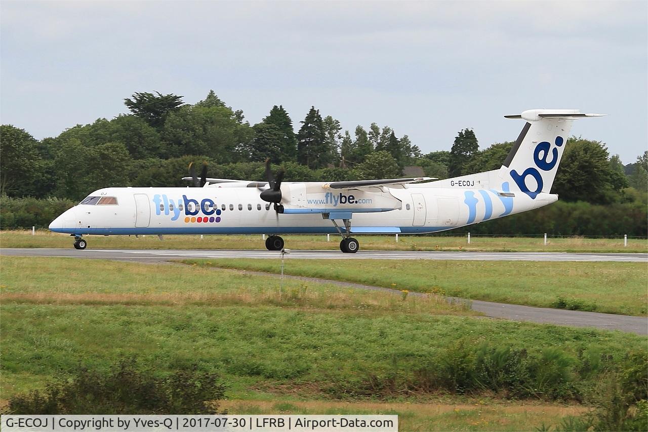 G-ECOJ, 2008 De Havilland Canada DHC-8-402Q Dash 8 C/N 4229, De Havilland Canada DHC-8-402Q Dash 8, Take off run rwy 25L, Brest-Bretagne airport (LFRB-BES)