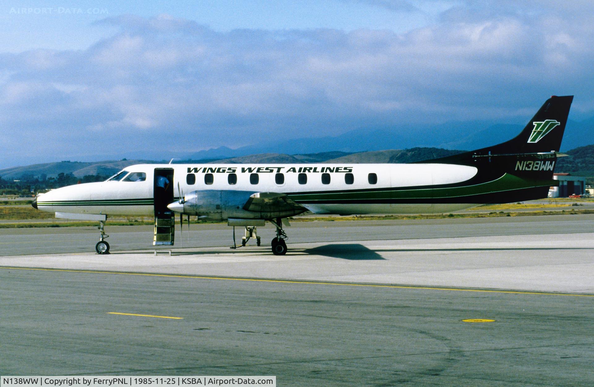 N138WW, 1981 Swearingen SA-226TC Metro II C/N TC-411, Wings West SA226 during a quick stop in SBA