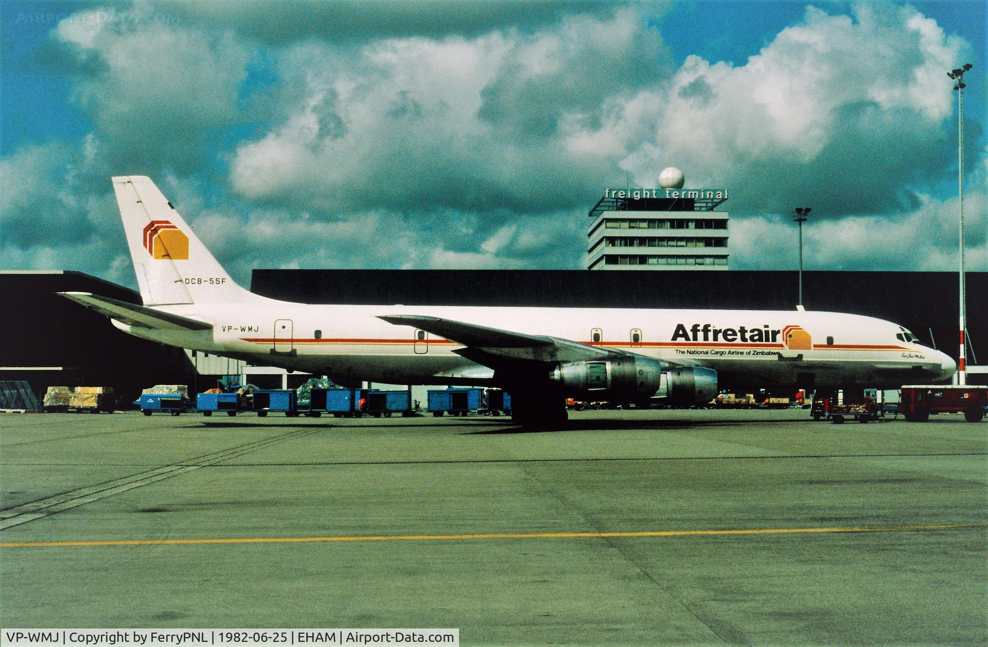 VP-WMJ, 1966 Douglas DC-8-55CF C/N 45821, Affretair DC8 on the cargo apron