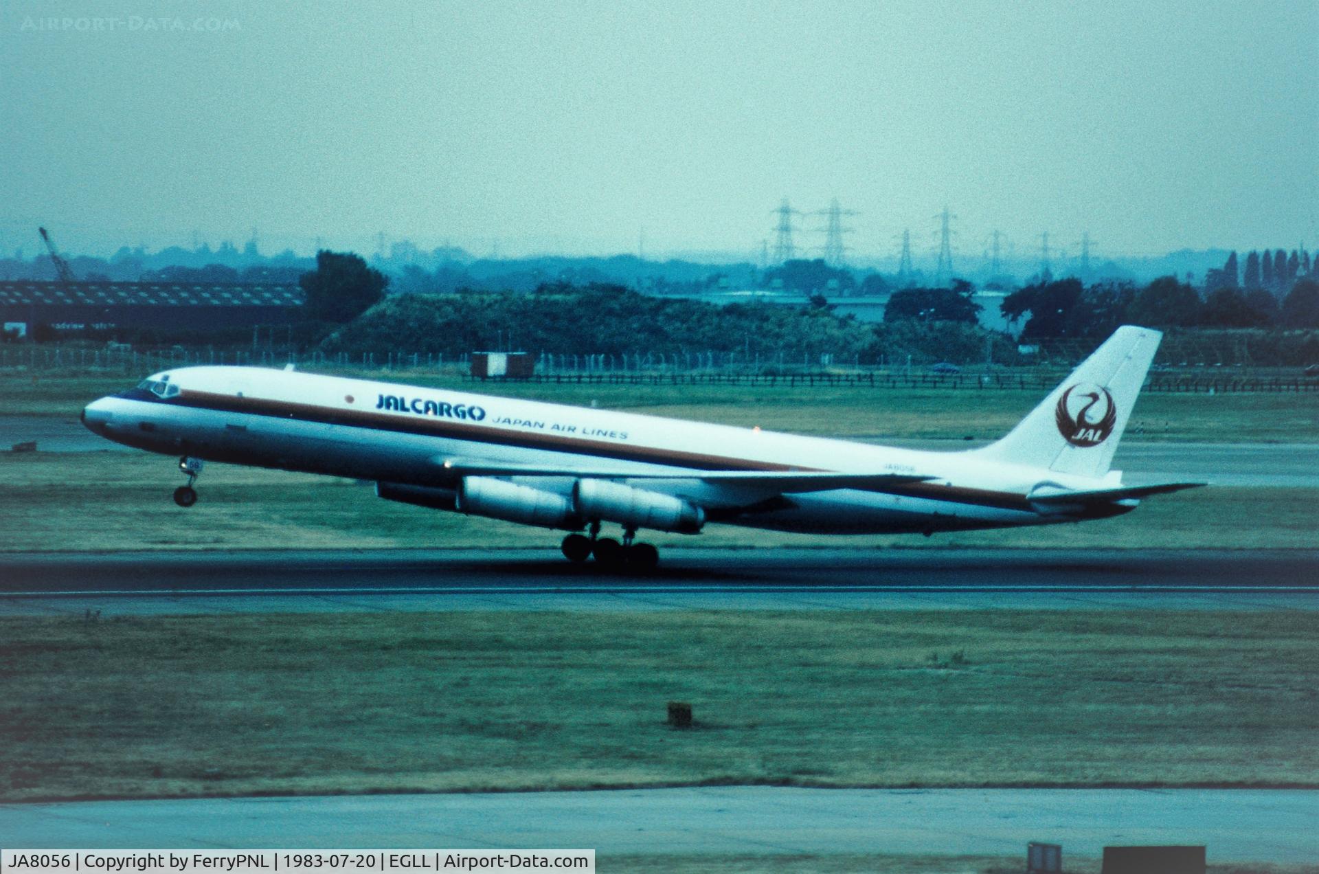 JA8056, 1972 Douglas DC-8-62AF C/N 46162, JAL Cargo DC-8 lifting-off from LHR