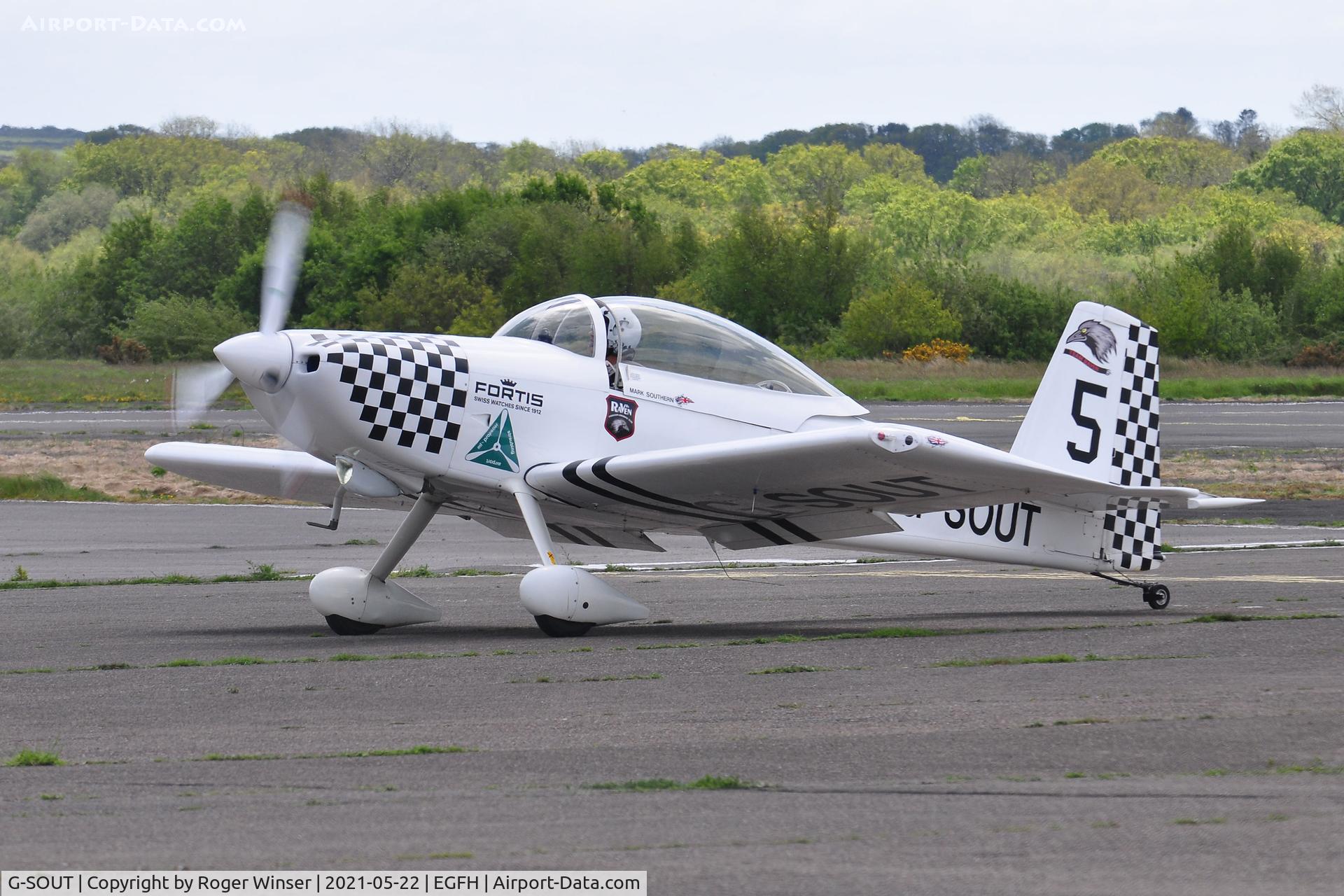 G-SOUT, 2006 Vans RV-8 C/N PFA 303-13295, Visiting aircraft Raven 5) arriving.