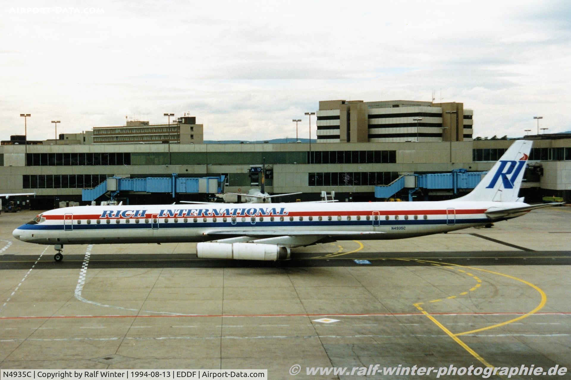 N4935C, 1968 Douglas DC-8-63 C/N 45931, Douglas DC-8-63 - JN RIA Rich International Airways - 45931 - N4935C - 08.1994 - FRA