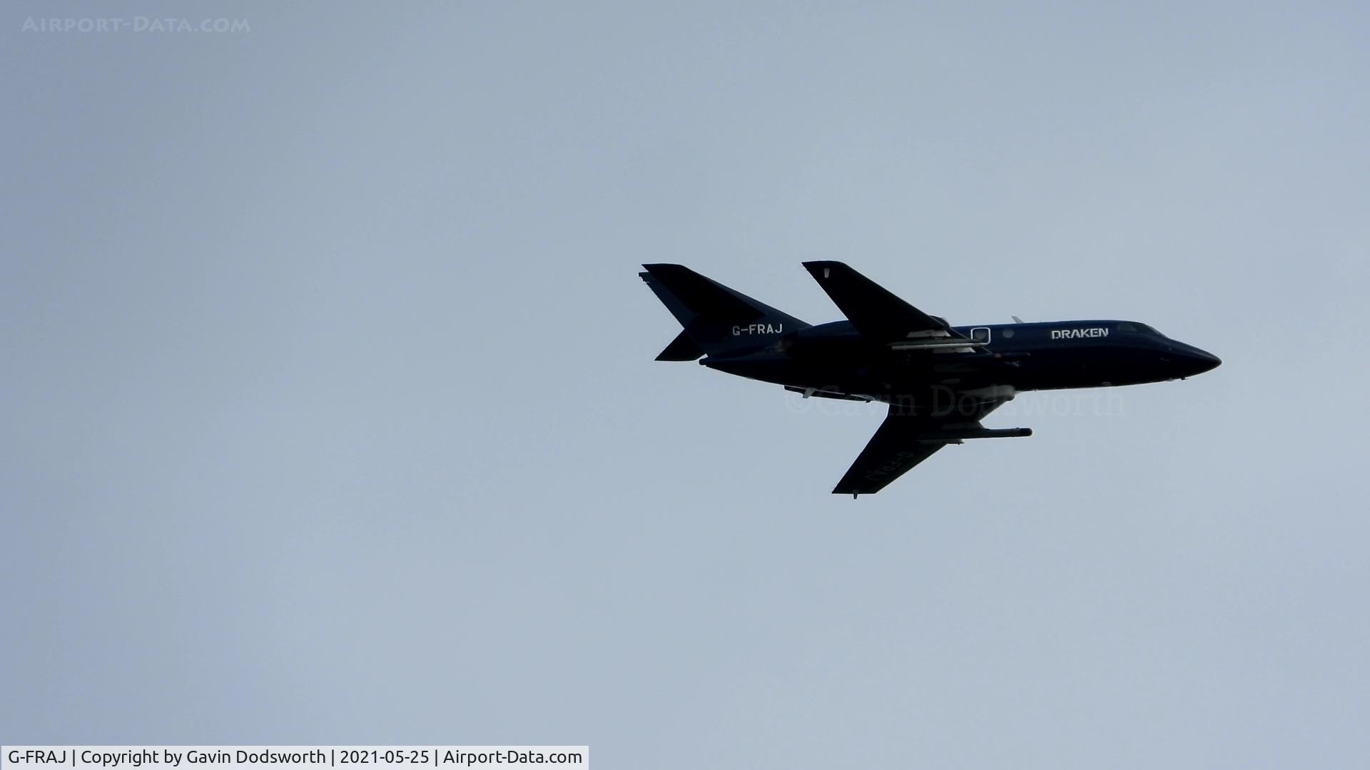 G-FRAJ, 1966 Dassault Falcon 20DC C/N 20, Over Darlington inbound to Teesside Airport on May 25th 2021