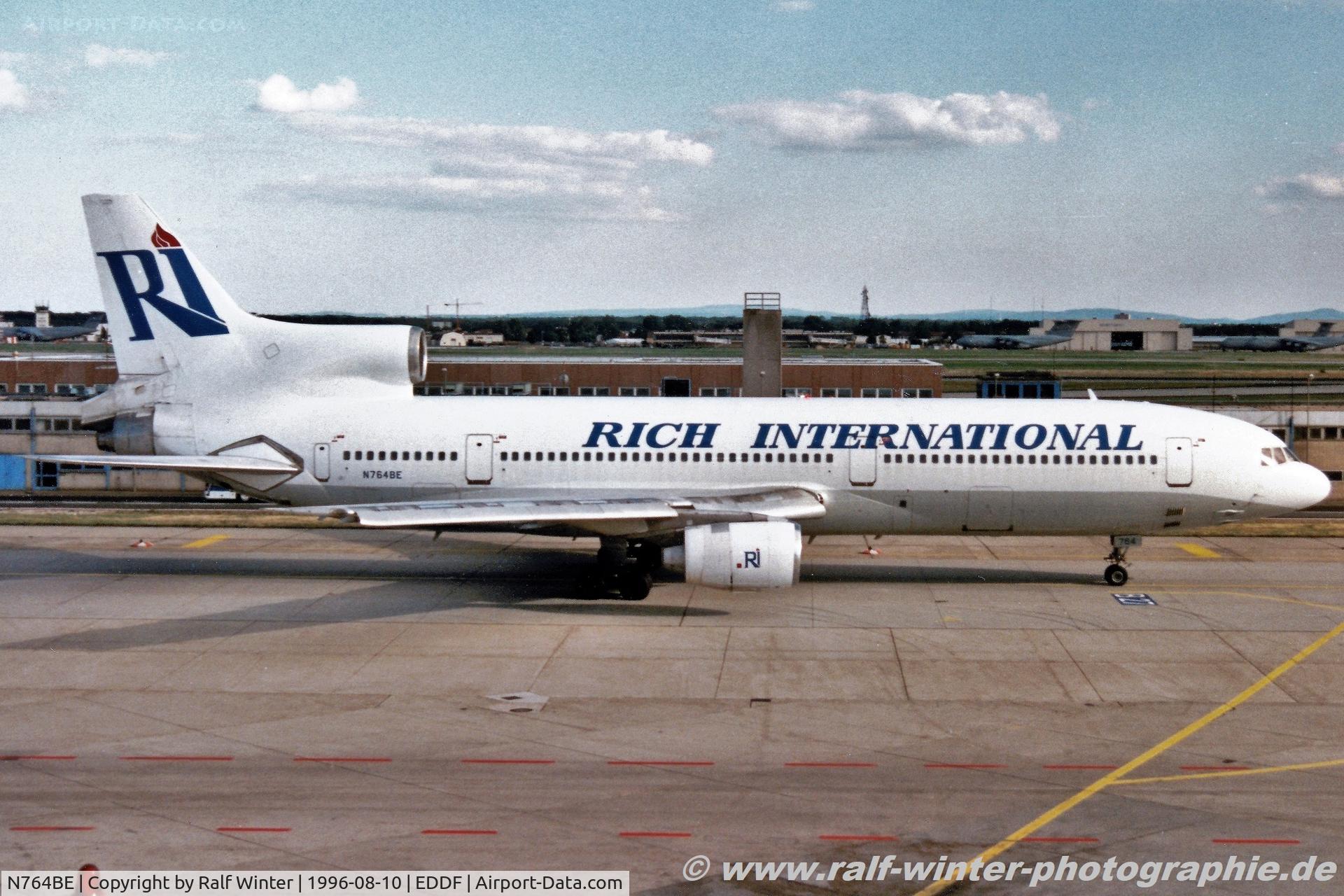 N764BE, 1975 Lockheed L-1011-385-1 TriStar 1 C/N 193P-1113, Lockheed L-1011-50 TriStar - JN RIA Rich International Airways - 193P-1113 - N764BE - 08.1996 - FRA