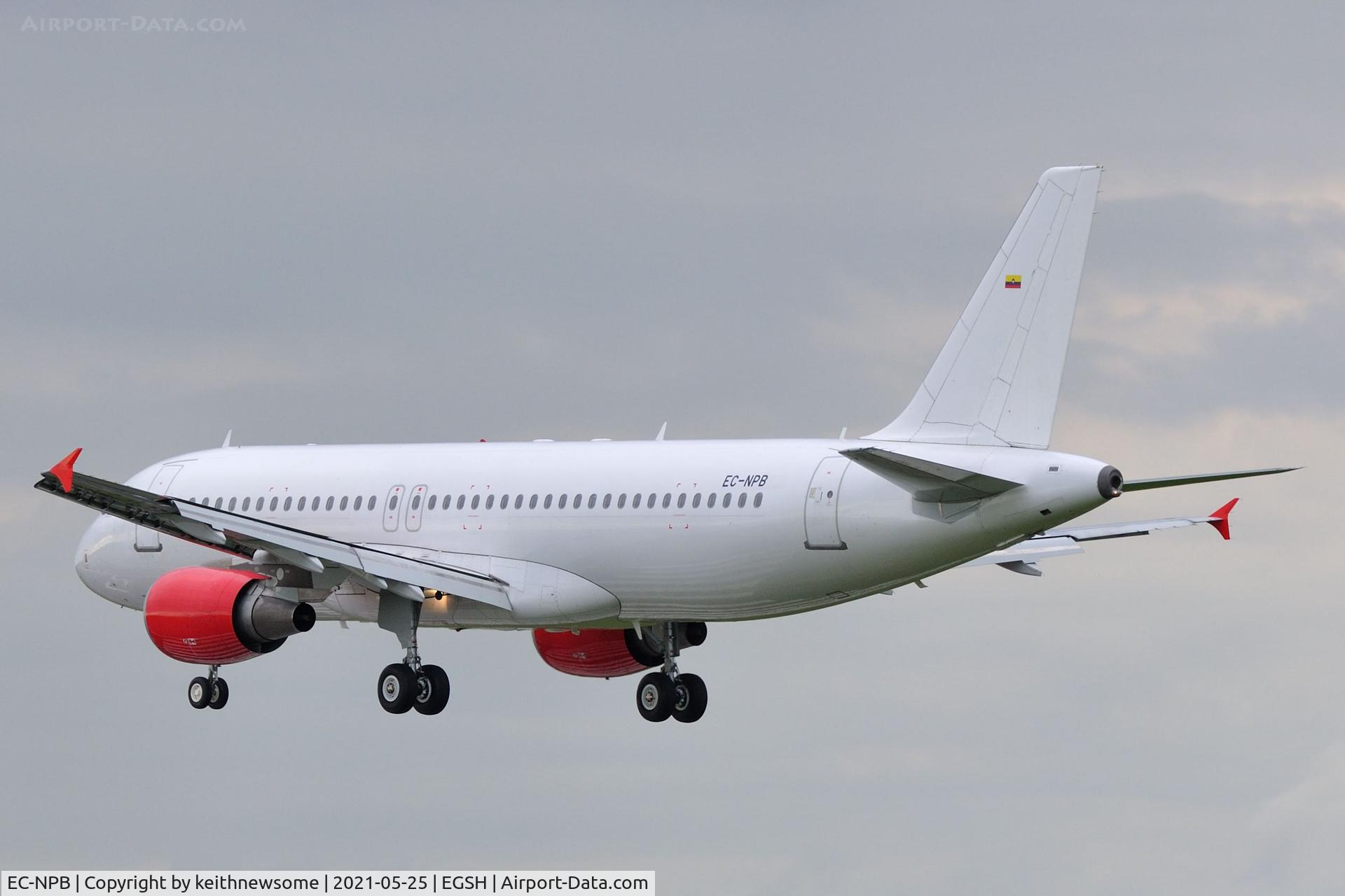 EC-NPB, 2009 Airbus A320-214 C/N 3949, Arriving at Norwich for paintwork from Tallinn, Estonia.