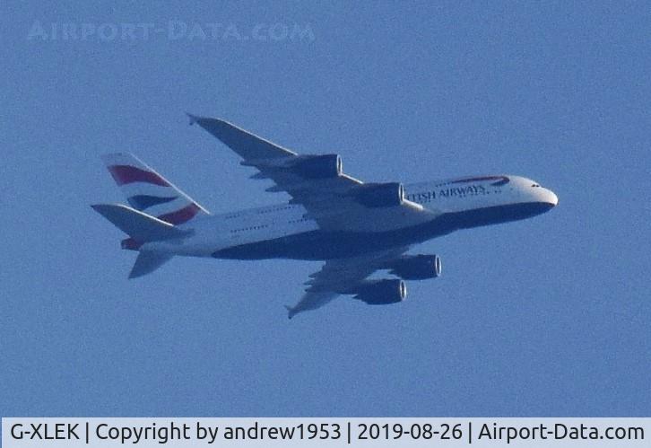 G-XLEK, 2015 Airbus A380-841 C/N 194, G-XLEK over Gloucester.