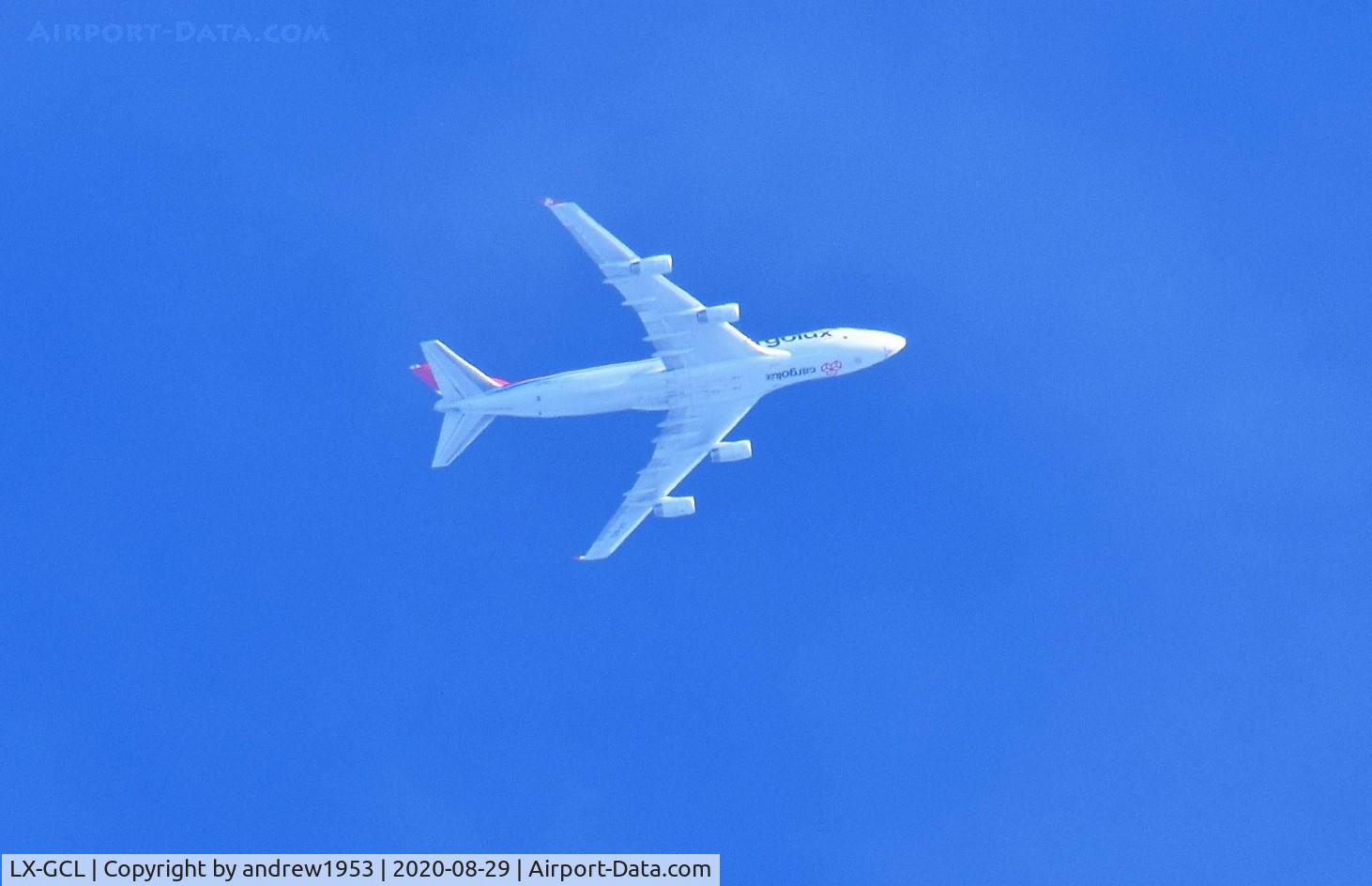 LX-GCL, 2005 Boeing 747-467F C/N 34150, LX-GCL over the Bristol Channel.