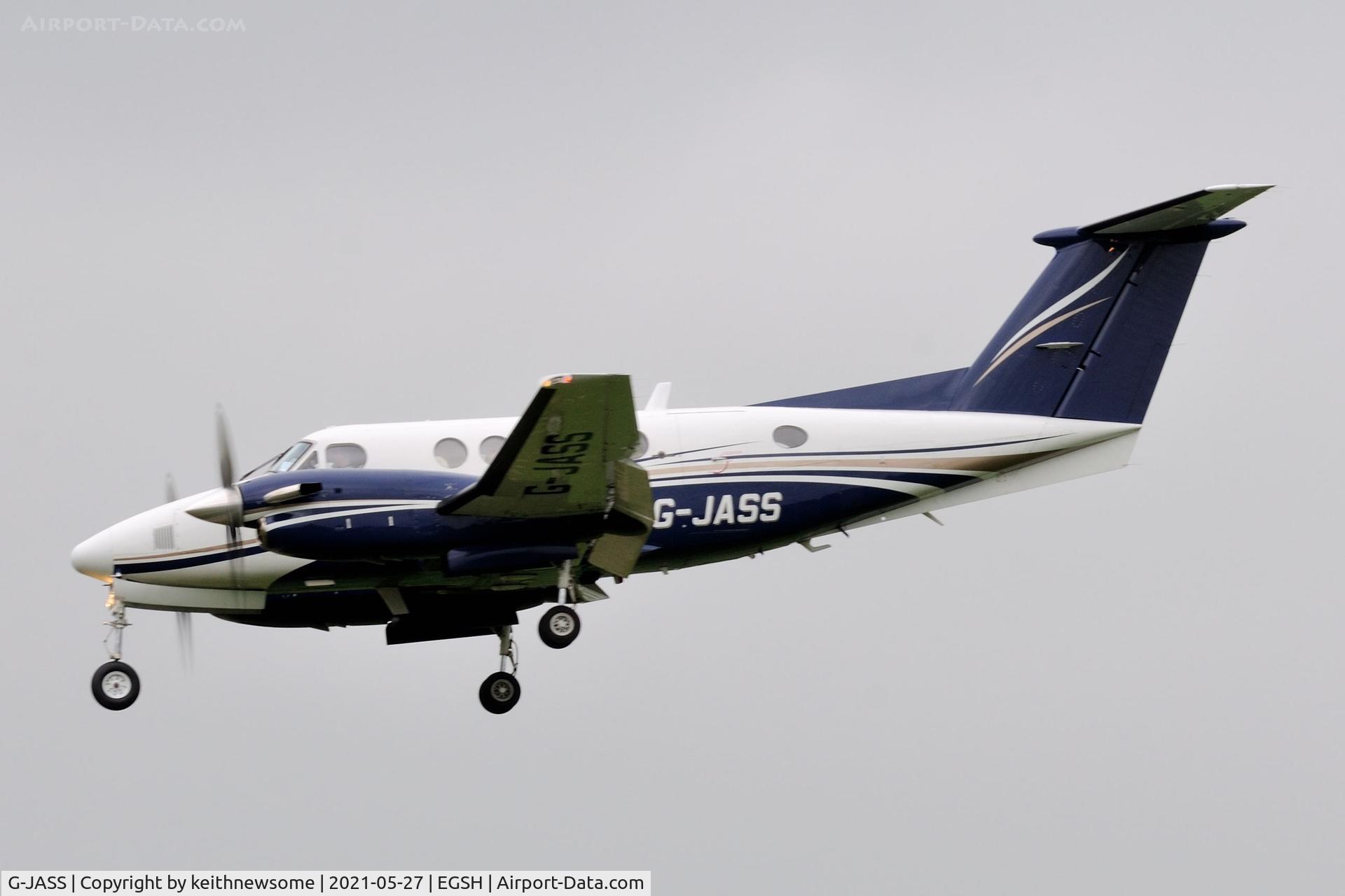 G-JASS, 1981 Beechcraft B200 Super King Air C/N BB-983, Arriving at Norwich from Doncaster.