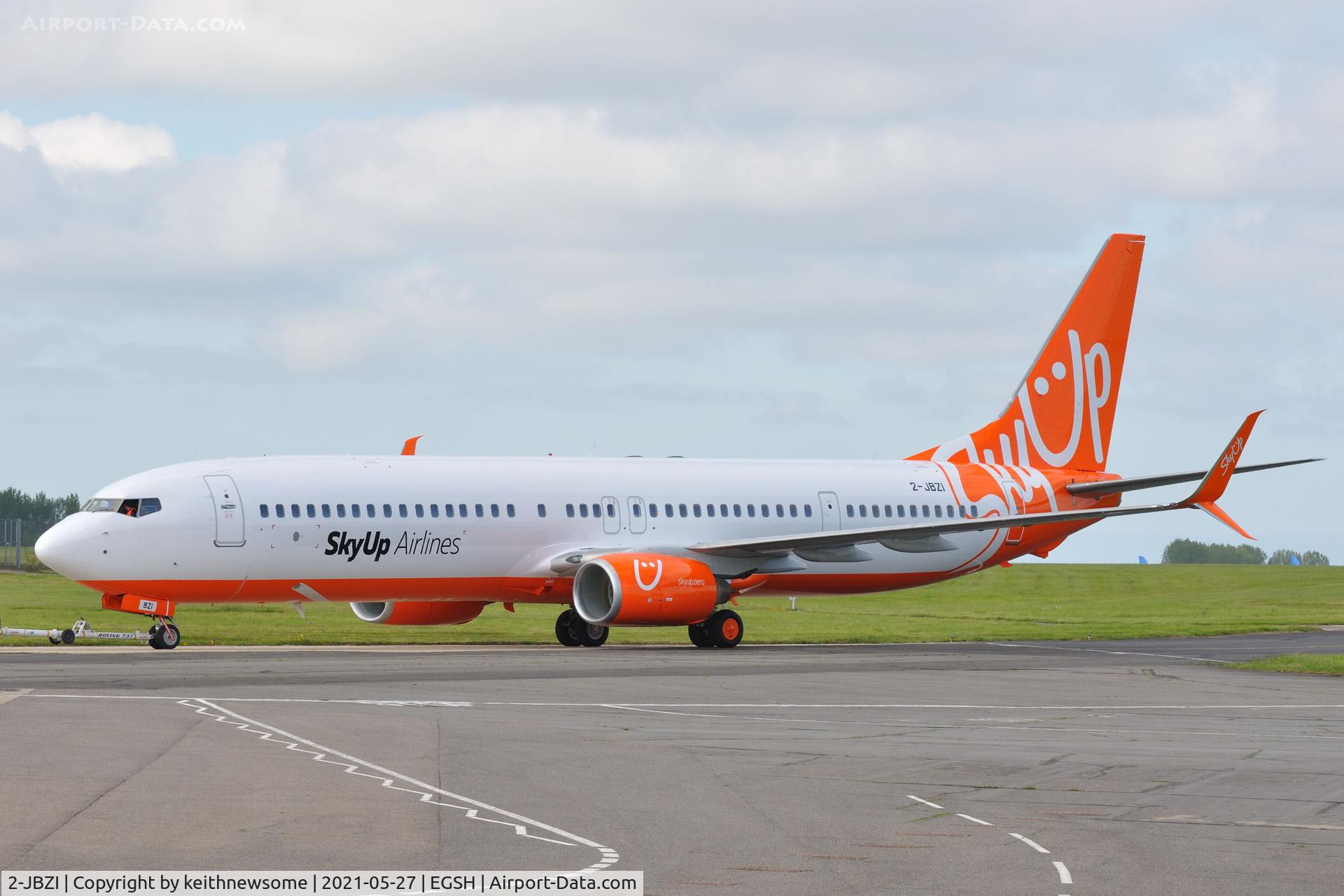 2-JBZI, 2008 Boeing 737-96NER C/N 36539, Removed from spray shop with Sky Up colour scheme.