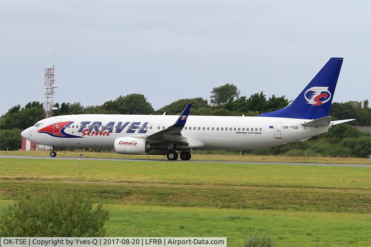 OK-TSE, 2014 Boeing 737-81D C/N 39437, Boeing 737-81D, Take off run rwy 25L, Brest-Bretagne airport (LFRB-BES)