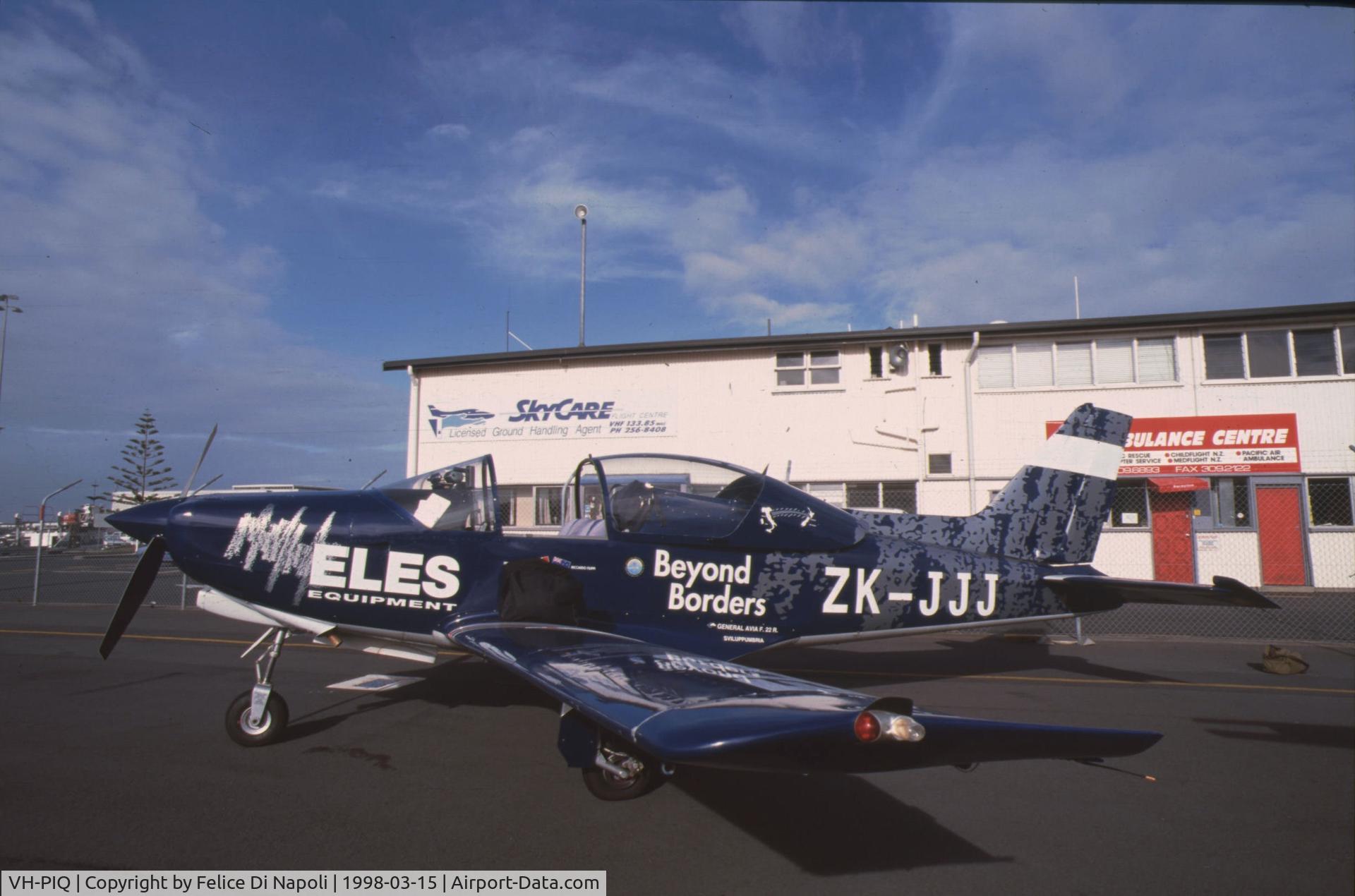 VH-PIQ, 1997 General Avia F-22R C/N 021, 1998 - Photo taken in Auckland ( NZ ) during the record flight from Rome (Italy) to Wellington ( New Zealand ) showing the original marks ZK-JJJ. Check on  http://www.deruta.org/lifetime for details